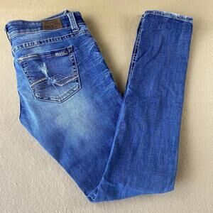 BKE Stella Jeans Womens 32x32 Denim Blue Distressed Faded Cowgirl Western